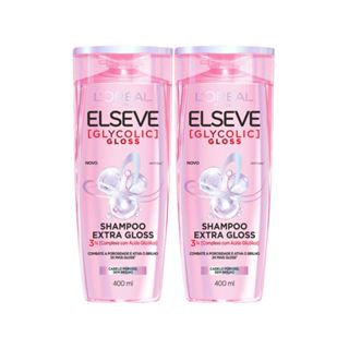 Kit 2 Shampoo Elseve Glycolic Gloss L'oréal Paris Extra Gloss Cabelo Poroso e sem Brilho 400ml em Oferta na Shopee
