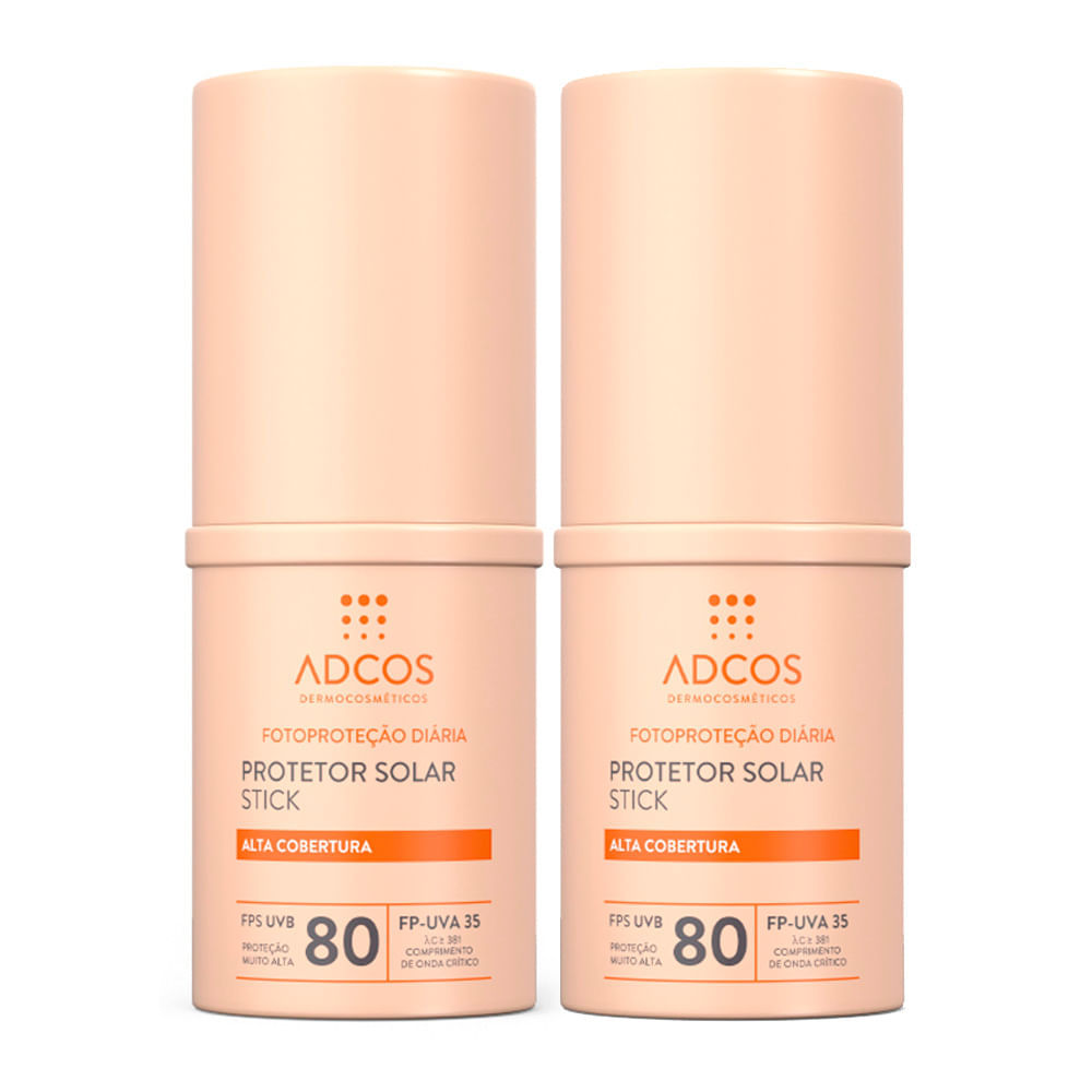 Kit 2 Protetor Solar Adcos Tonalizante Base Stick Beige FPS80 17g