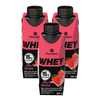 Kit 3 Bebida Láctea Piracanjuba Whey Zero Lactose com 15g de Proteína Morango 250ml em Oferta na Shopee