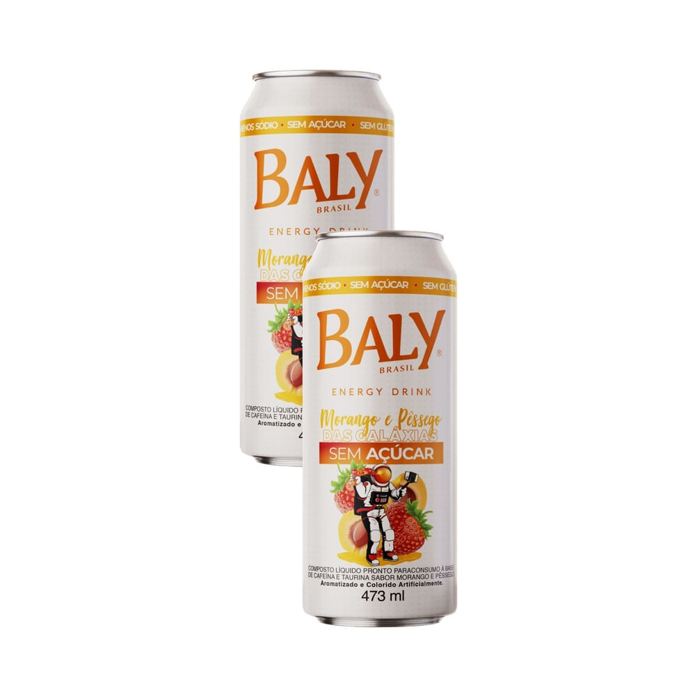Kit 2 Energético Baly Morango e Pêssego das Galáxias Zero Açúcar 473ml em Oferta na Shopee