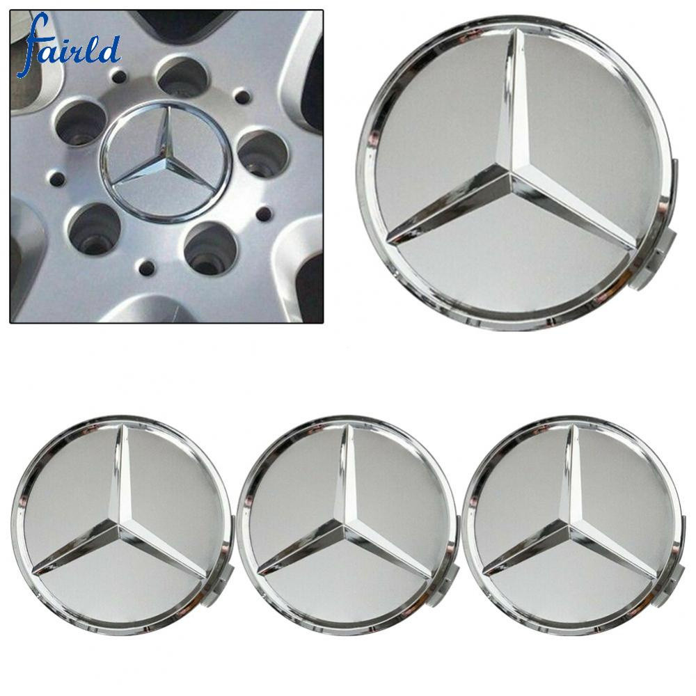 Conjunto De 4 Emblemas Prateados Cromados Para A Tampa Da Roda Central Em Liga Mercedes Benz 75 mm