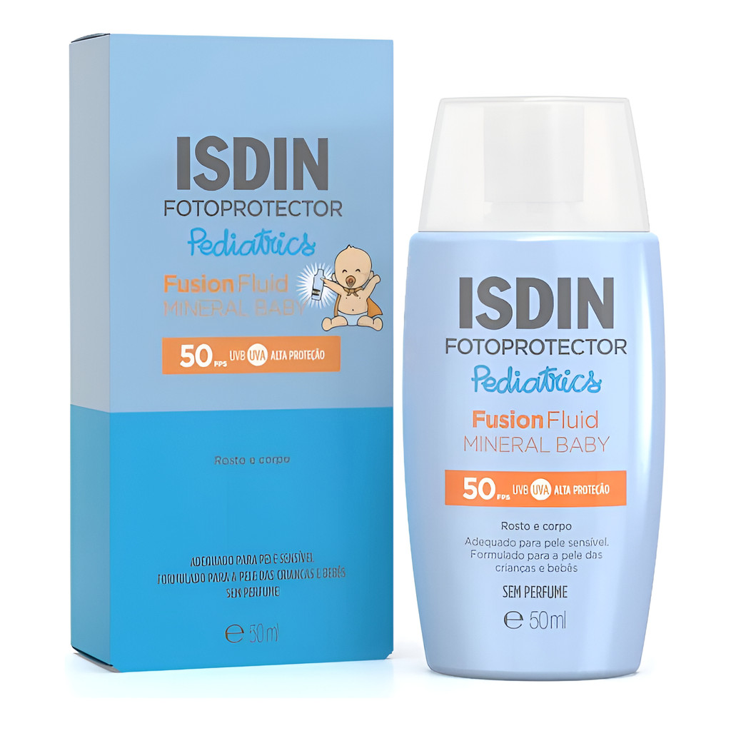 Isdin Protetor Solar Fusion Fluid Fps50 Mineral Baby 50mL em Oferta na Shopee