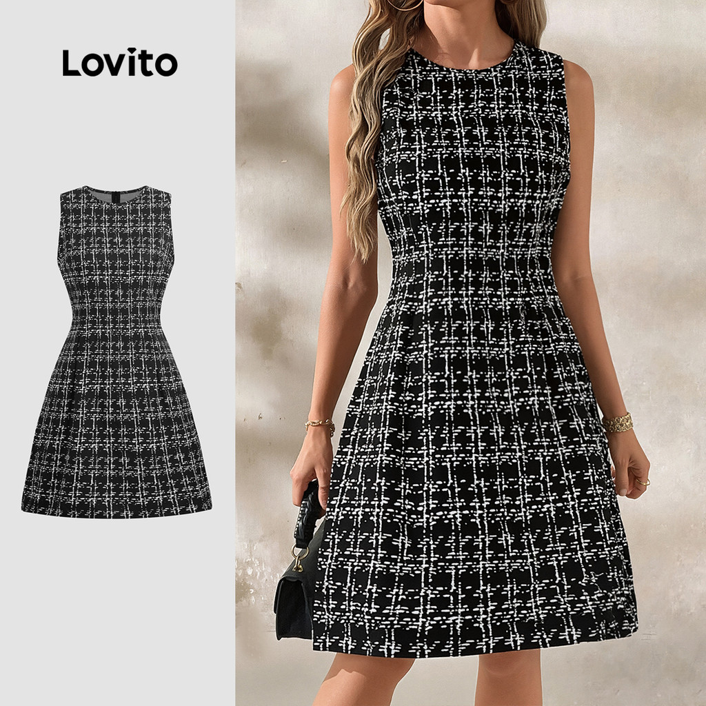 Lovito Vestido Casual de Primavera/verão Preto para mulheres LBL29202 em Oferta na Shopee