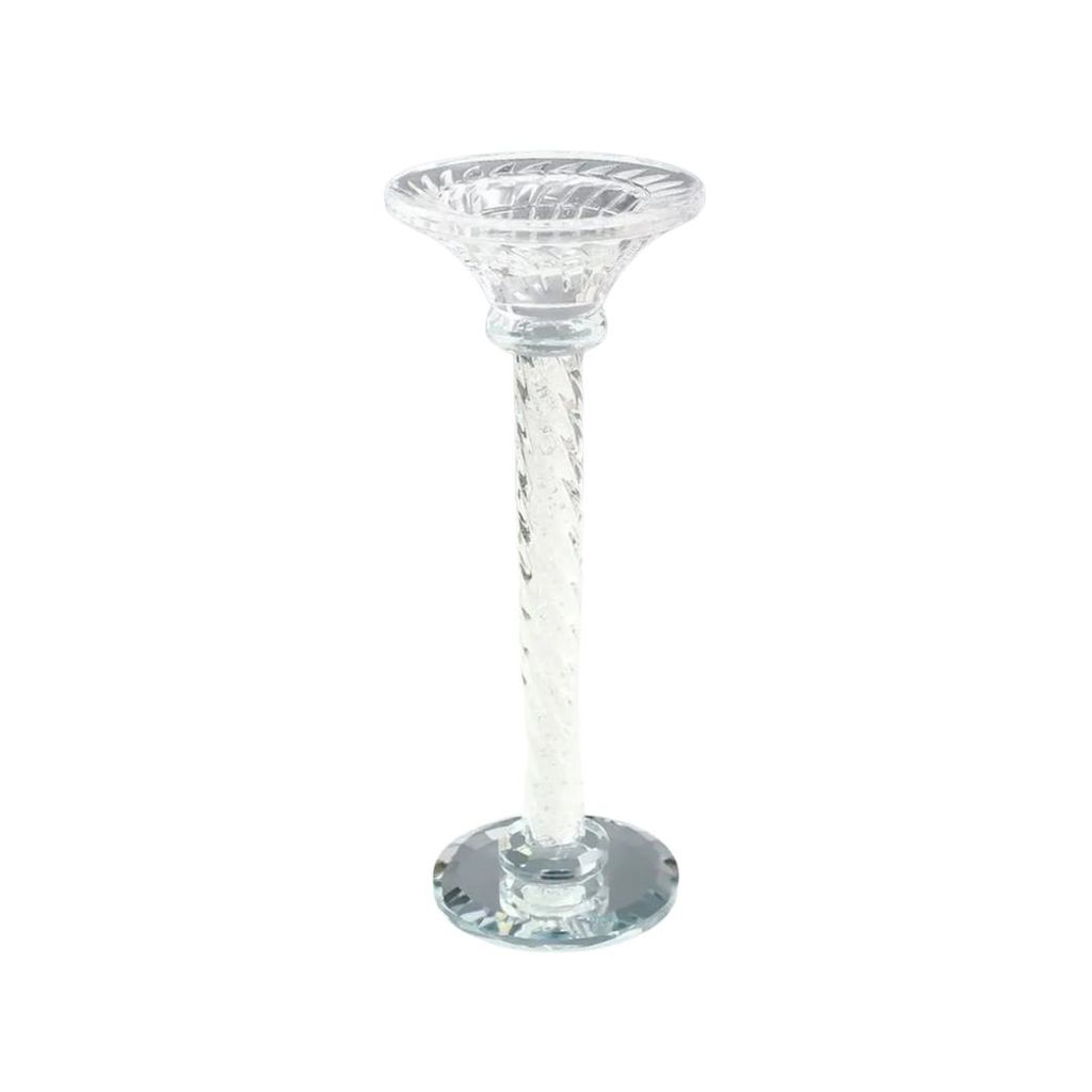 Castiçal de Vidro c/ Base Espelhada 22x8cm