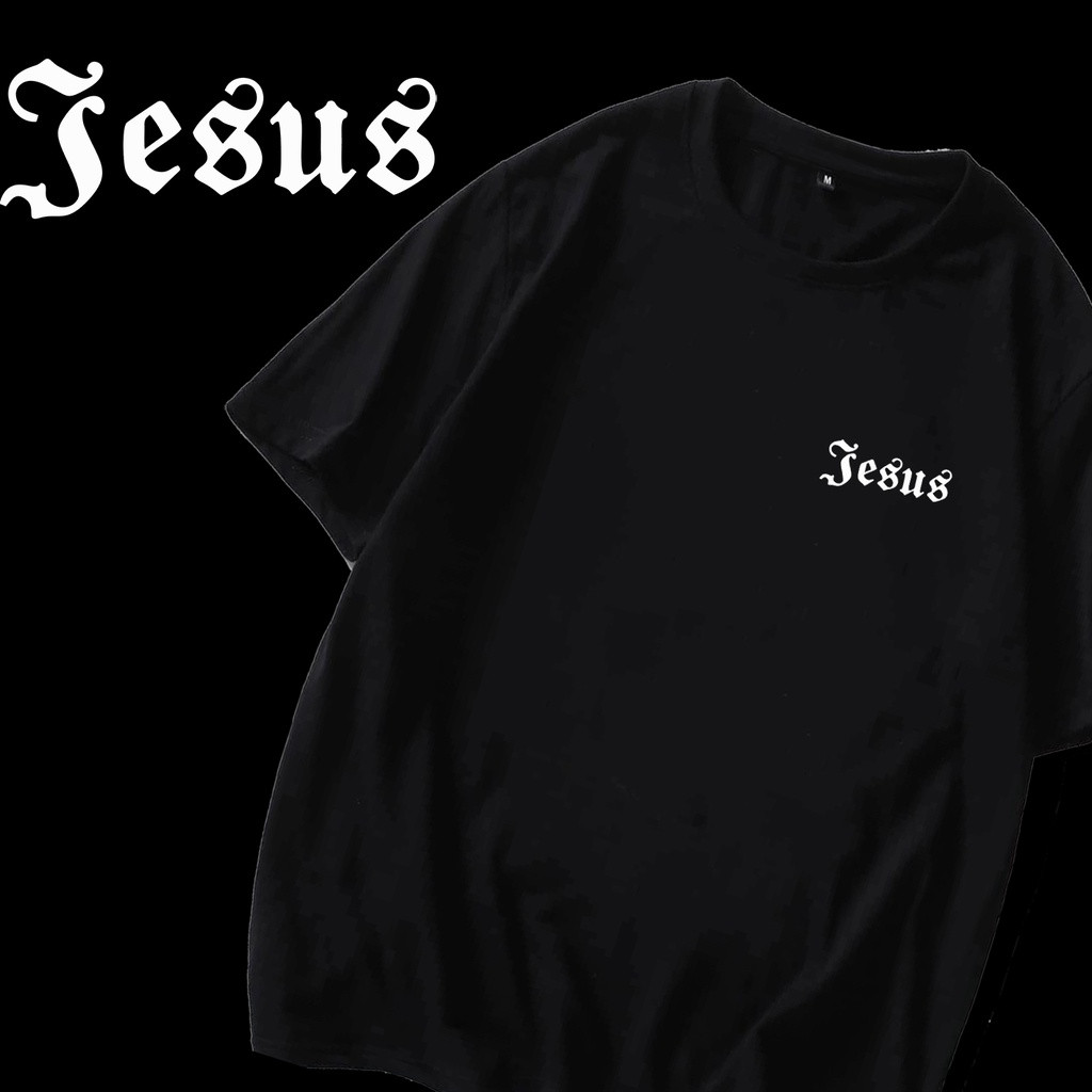[Camiseta Premium em Algodão Puro]CC Blusa Masculina Jesus Escrita Swag  Camiseta preta de algodão