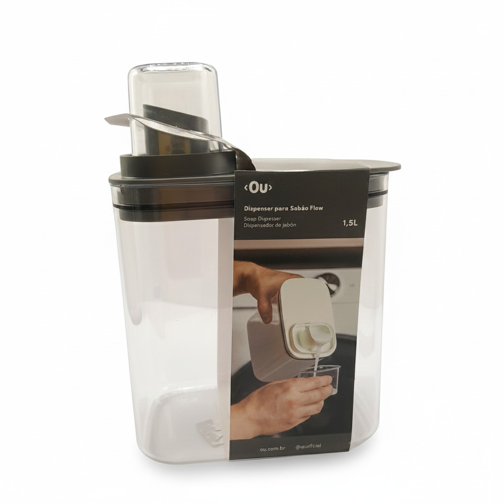 Dispenser Flow 1,5L Sabão e Amaciante Tampa Dosadora