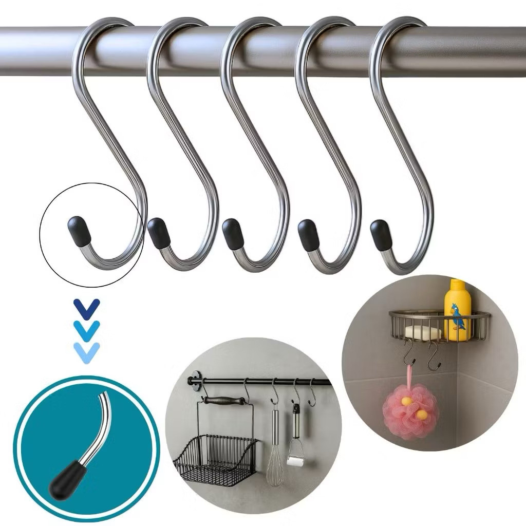 Kit 5/10/15 Gancho S Aço Inoxidável com Proteção de Borracha Organizador Para Cozinha Banheiro Sem Furos em Oferta na Shopee