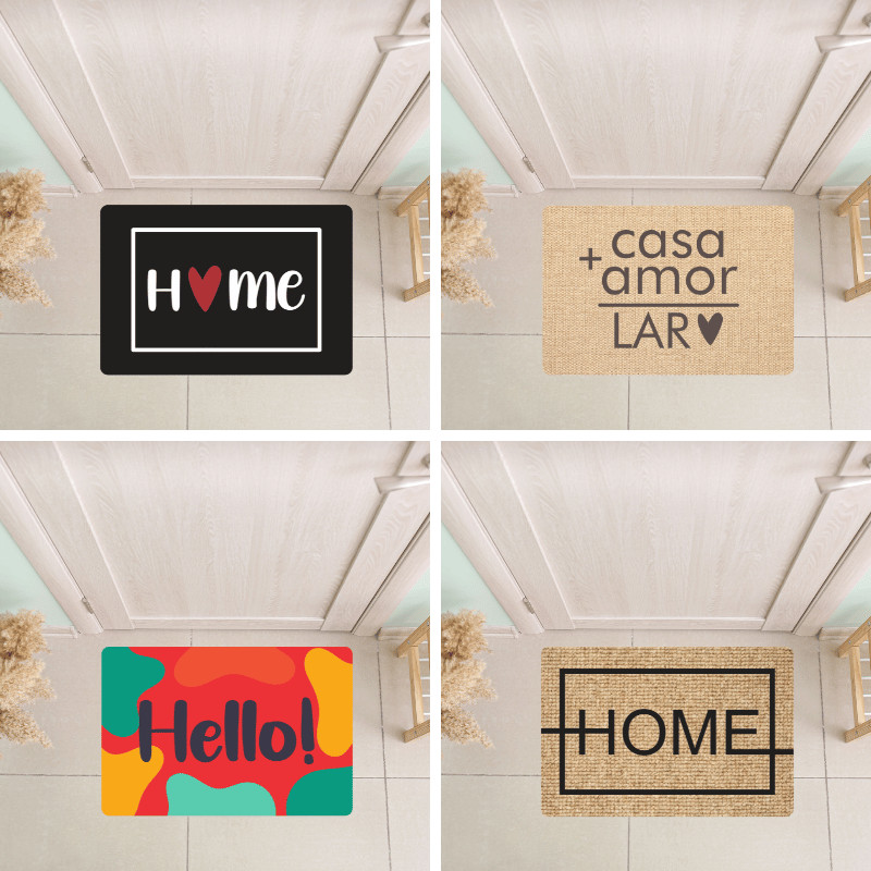 Tapete de Entrada Capacho Decorativo Emborrachado Antiderrapante Porta de Casa 40x60 - Várias Estampas