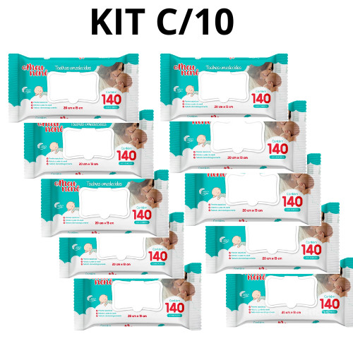 Meu Nene Toalha umedecida 140 Unid - Kit c/10 - 1400 Unid - Com Tampa em Oferta na Shopee