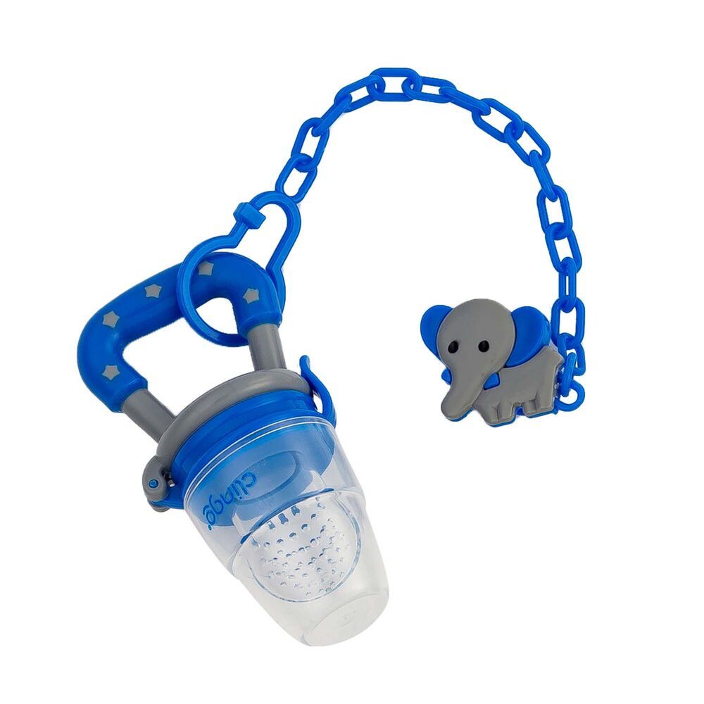 Porta Frutas com Prendedor de Chupeta Azul - Utensílio para Introdução Alimentar
