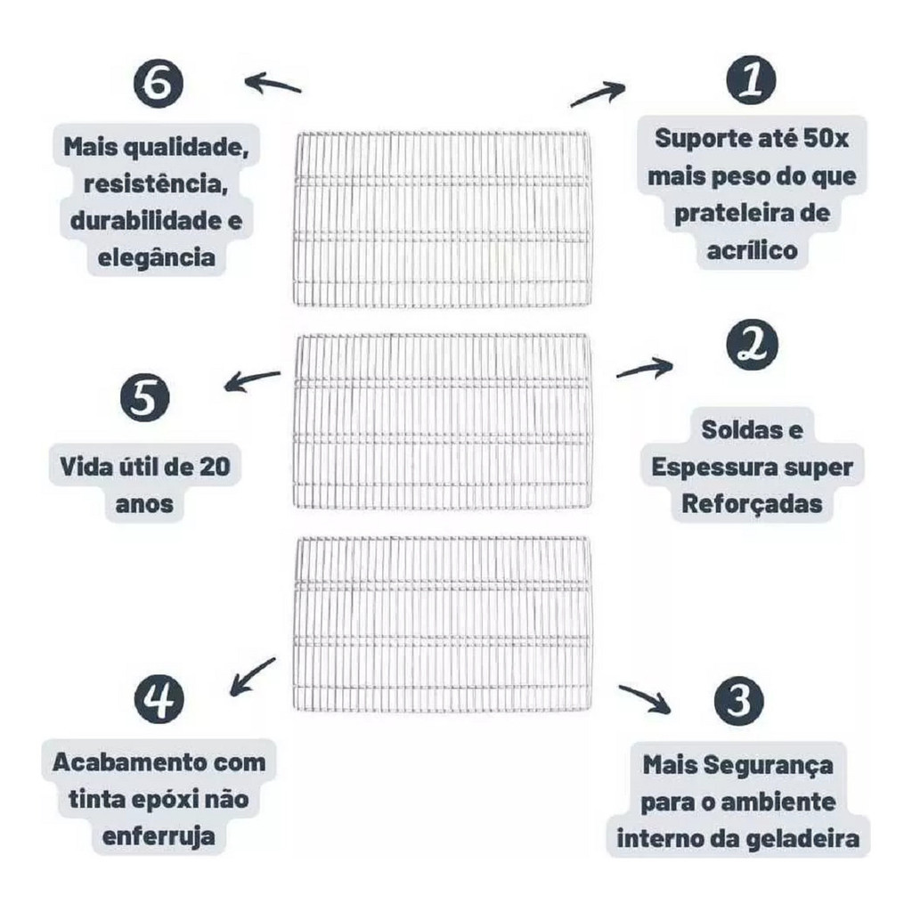 3 Grade Geladeira Continental Copacabana Linha Rcct440 Rcct480 Rcct490 Prateleiras Rdv Kdn