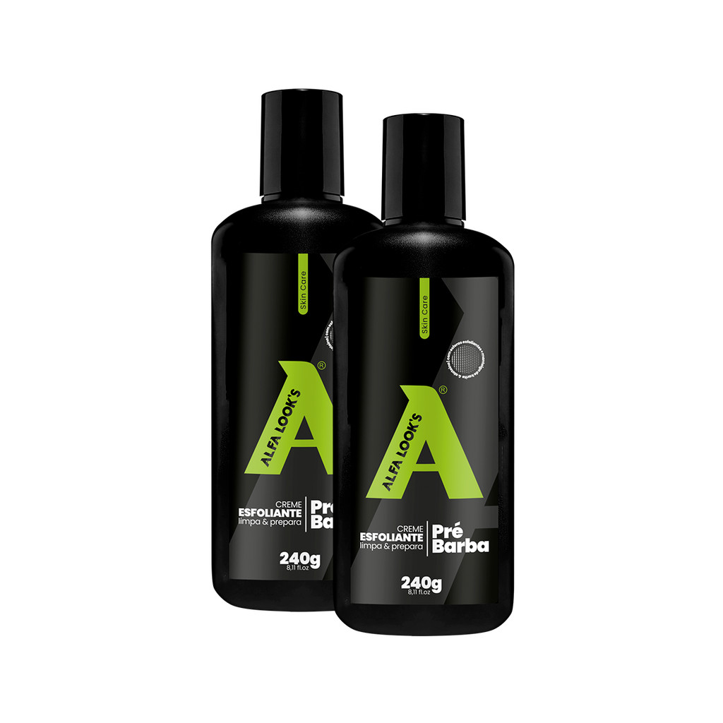 CREME ESFOLIANTE PRÉ BARBA 240G ALFA LOOK'S - 2 UNIDADES