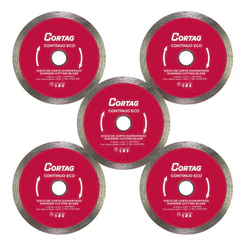 Kit 5 Peças Disco Corte Diamantado Contínuo Eco 110mm Cortag