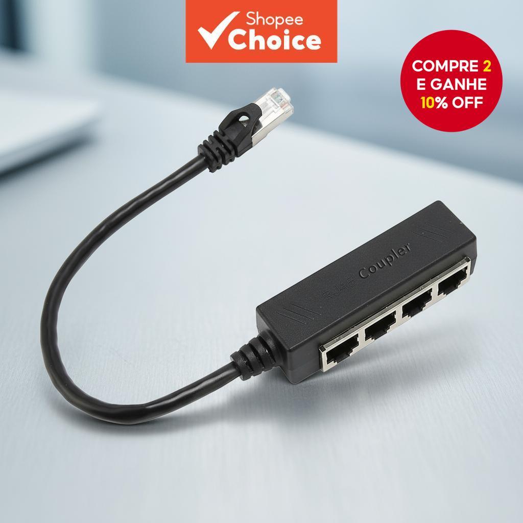  Adaptador de Rede Divisor Ethernet, RJ45 LAN 1 para 4 Conector de Porta, Cabo 1 Entrada Macho para 4 Saídas Fêmeas