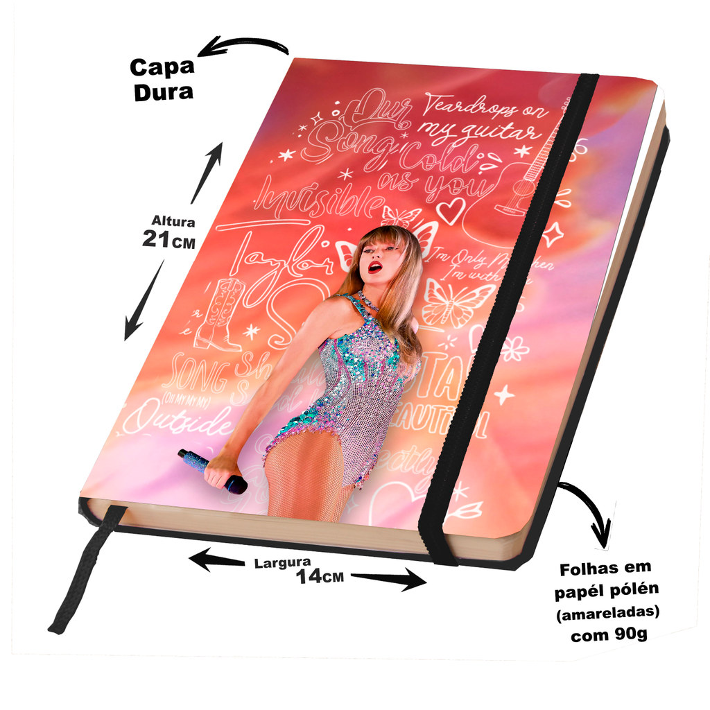 Caderno sketchbook capa ALL TOO WELL TS com pauta e sem pauta em Oferta na Shopee