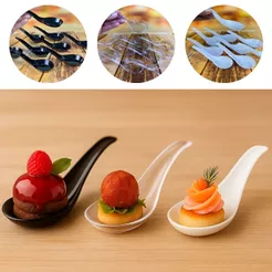 25~150 COLHERES MISTOS INDIANA PARA CANAPÉS BUFFET PLASTILANIA (CHOCO)