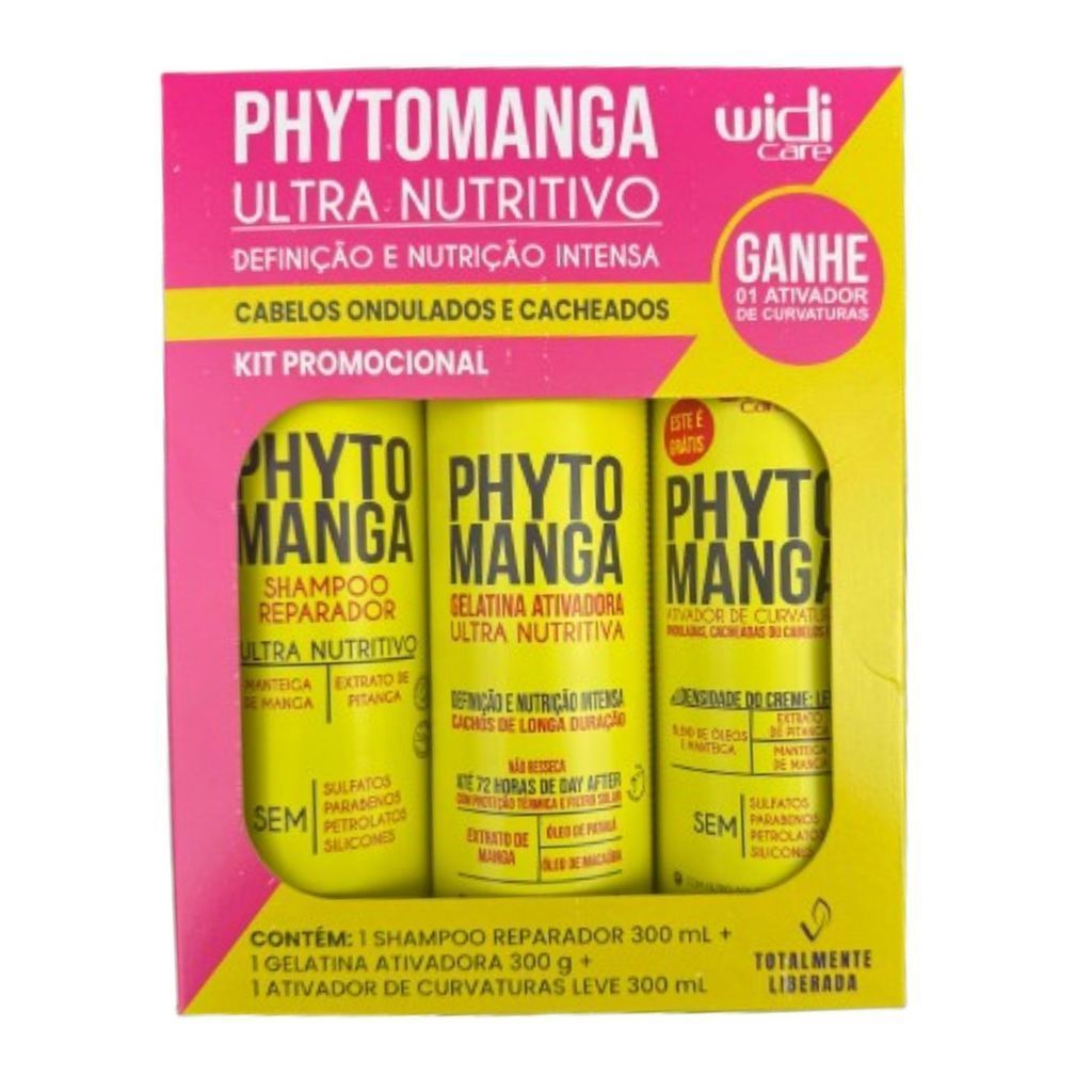 Kit Completo Phytomanga Ultra Nutritivo Widi Care – Shampoo 300ml + Gelatina Ativadora 300g + Ativador de Curvaturas em Oferta na Shopee