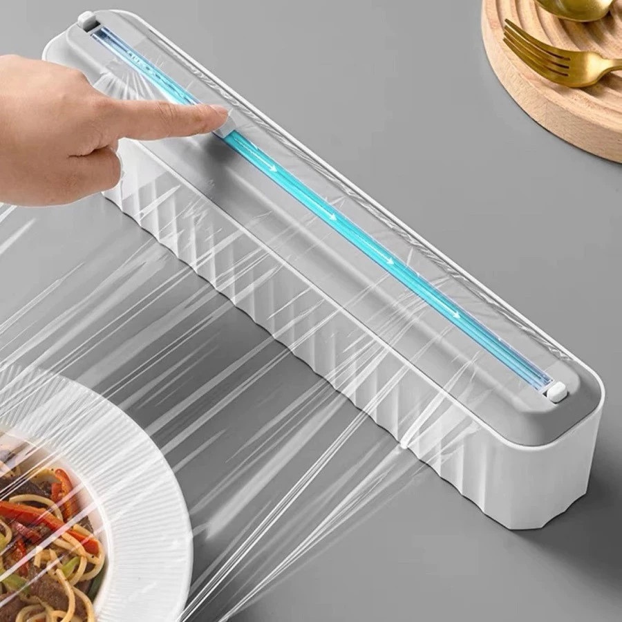 Dispensador Suporte Cortador Filme Plástico Papel Alumínio Parede Conserva Alimentos Sela Proteção