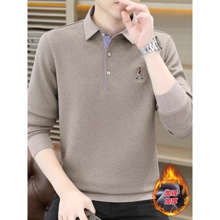 Tudo-em-um camisa de lã gola camisola masculina outono inverno forro de lã engrossado malhas Street Wear Embro