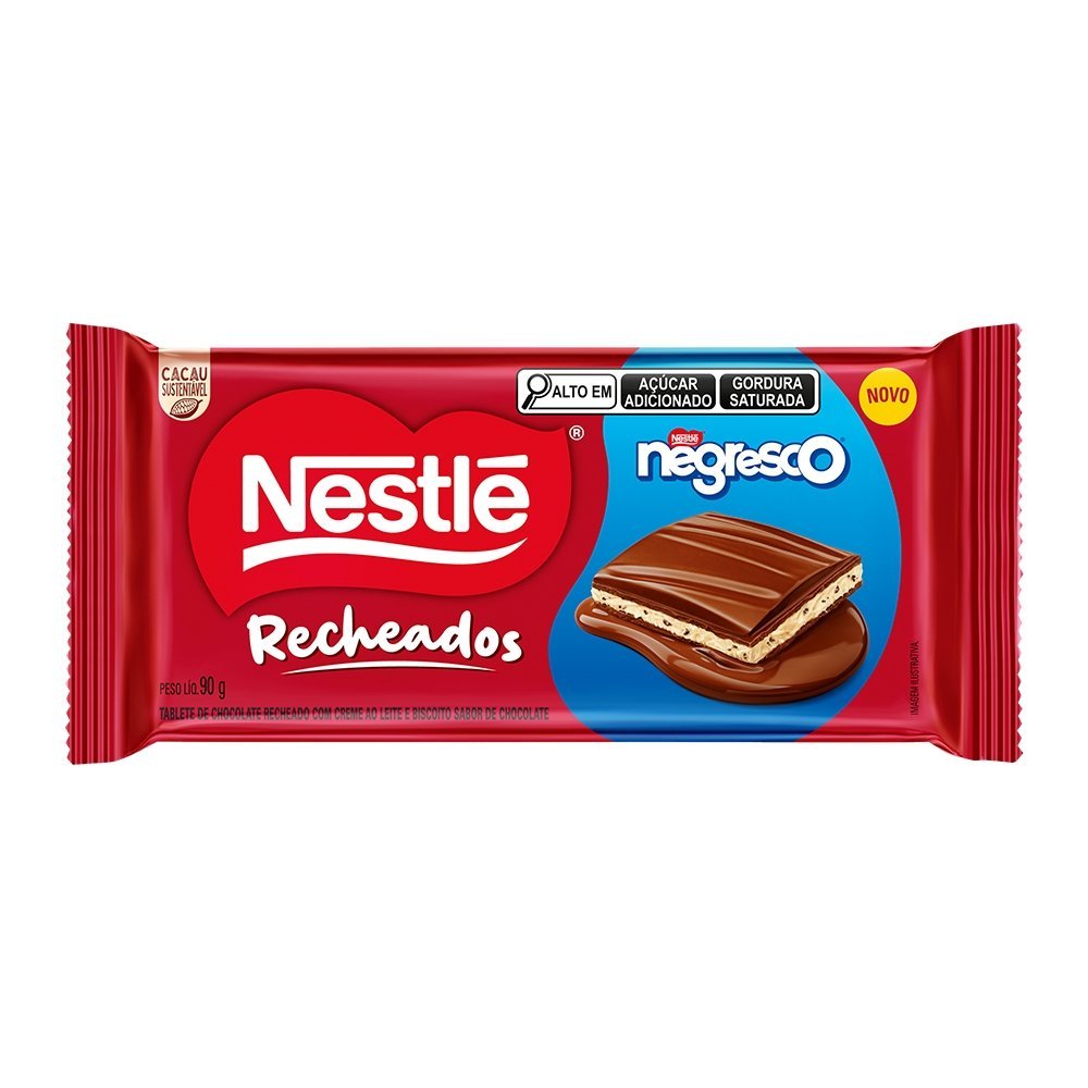 Chocolate Nestle Negresco Recheado Tablete 90g - Embalagem com 14 Unidades