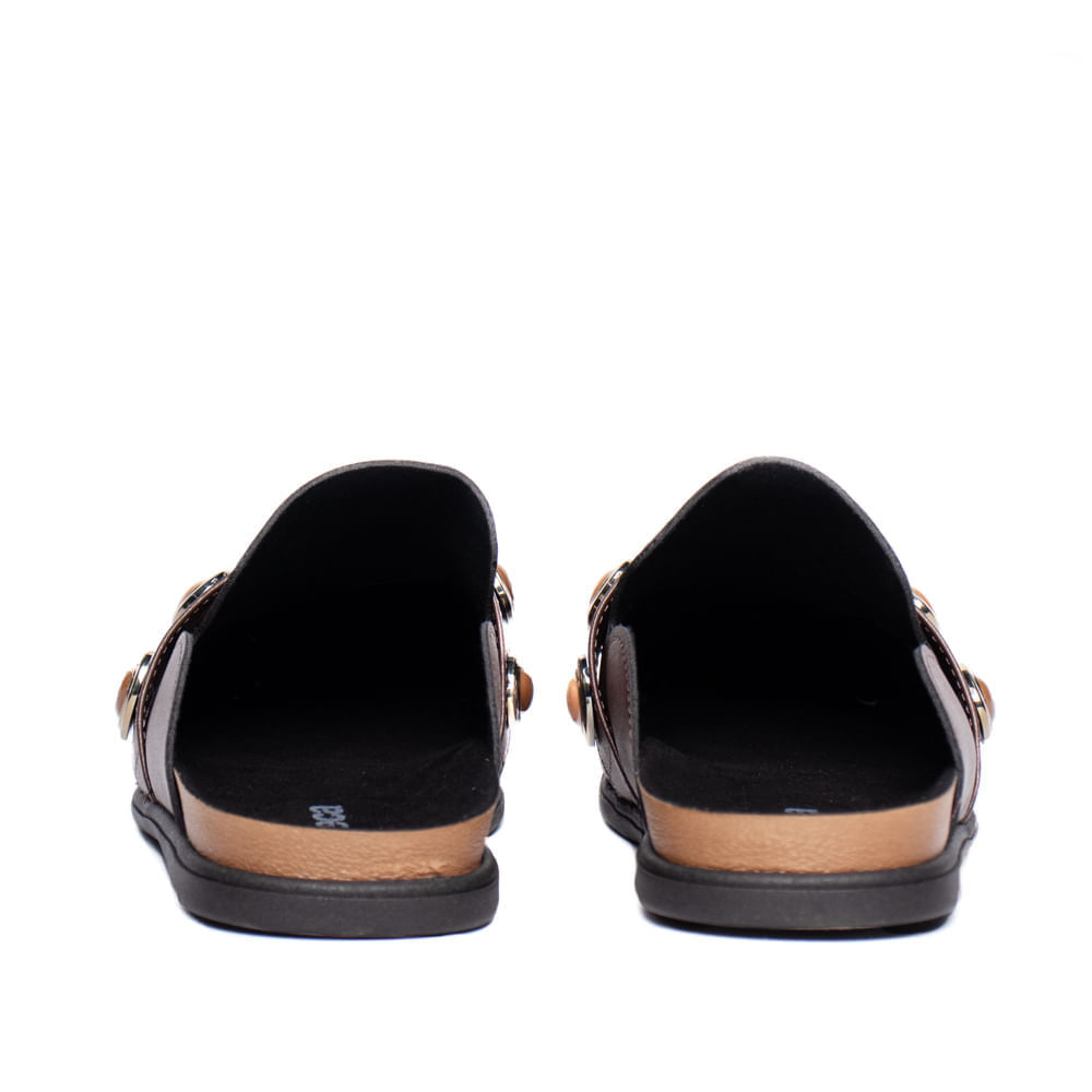 Detalhes do Sapatilha Feminina Moleca Mule Napa Aplicações Marrom Escur