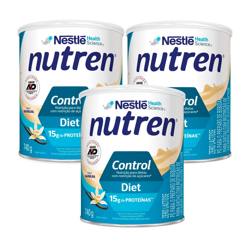 Kit 3 Nutren Control Baunilha Complemento Alimentar 740g em Oferta na Shopee