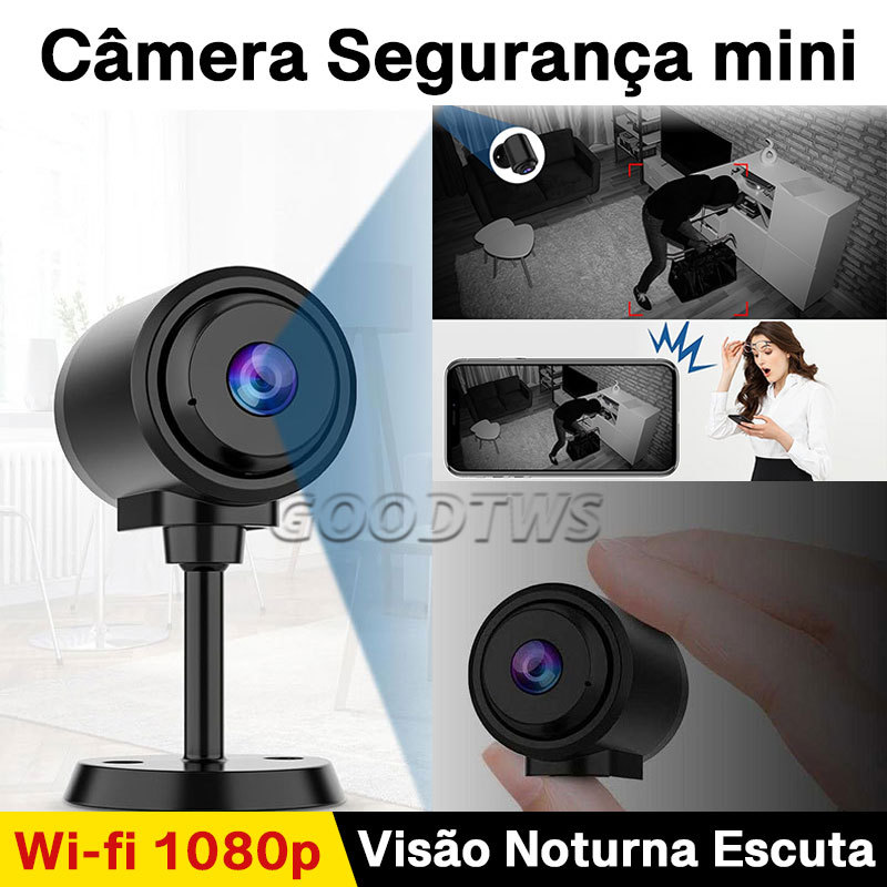 Mini Câmera C1 Espiã de Segurança Sem Fio Wi-fi Smartphone App 1080p Visão Noturna Áudio Escuta Hd Tec 130°