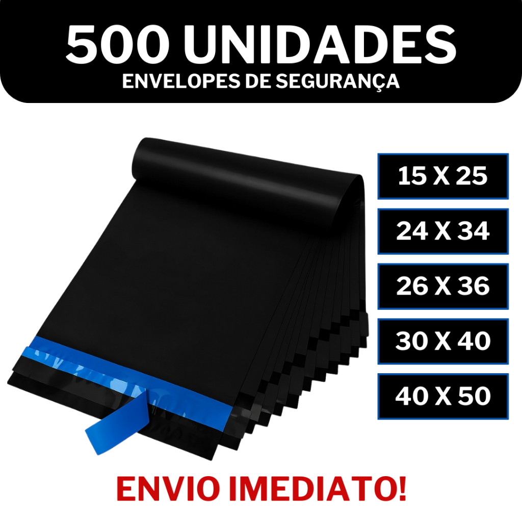 Kit 500 Envelopes Segurança Embalagem De Envio 15x25 24x34 26x36 30x40