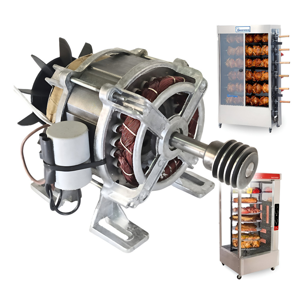 Motor Frangueira 120kg 127v 220v Com Polia Reforçado Para Máquina de Assar Carne - S1/D2/H3