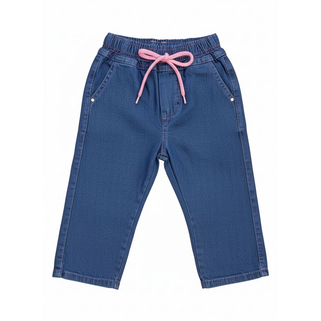Calça Jeans Infantil Menina Feminina Com Elástico e Cordão Jeans Confortável em Oferta na Shopee