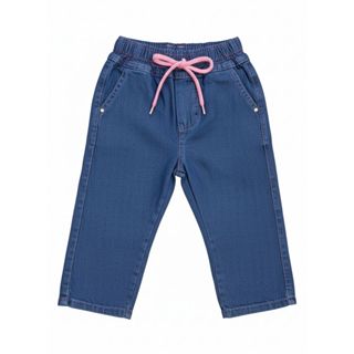 Calça Jeans Infantil Menina Feminina Com Elástico e Cordão Jeans Confortável em Oferta na Shopee