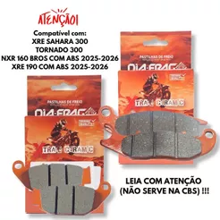 Kit Pastilhas de Freio Nxr 160 Bros Abs 2025-2026 / Xre 190 2025-2026 Cerâmica Sinterizada Diafrag