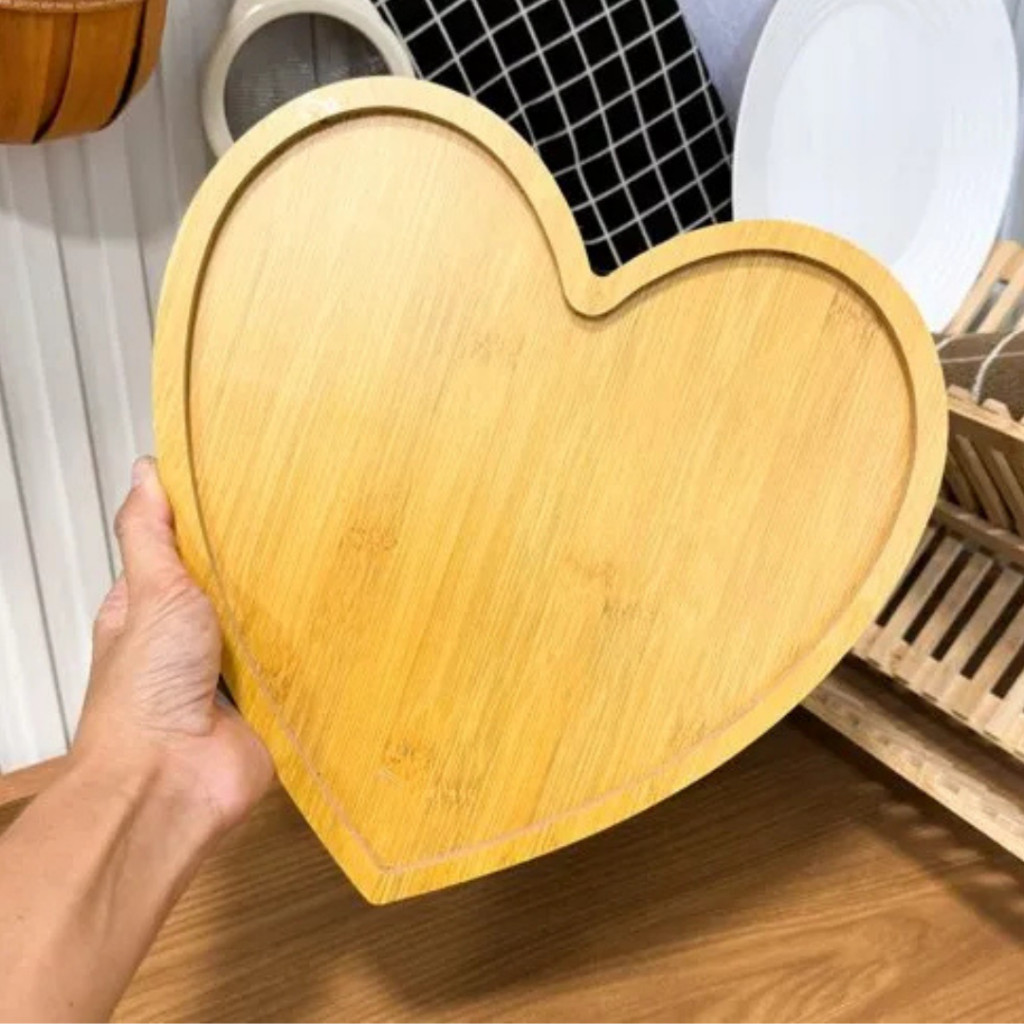 Tábua de Coração Petisqueira Mesa Posta Frios Petiscos Café Chá Presente Decoração tipo Bambu MDF em Oferta na Shopee