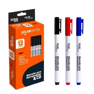KIT 3 Canetas Marcador Permanente Retroprojetor Cd Dvd Preto Azul Vermelho Jocar Office Profissional em Oferta na Shopee