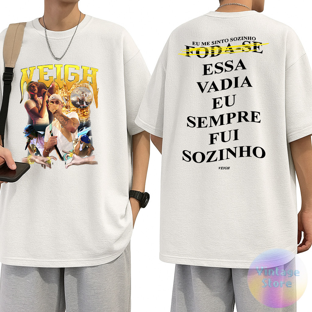 Camiseta Algodão Tiago Veigh Vintage Tee Premium Lançamento Alta Qualidade Tamanhos Plus Size Envio Rapido