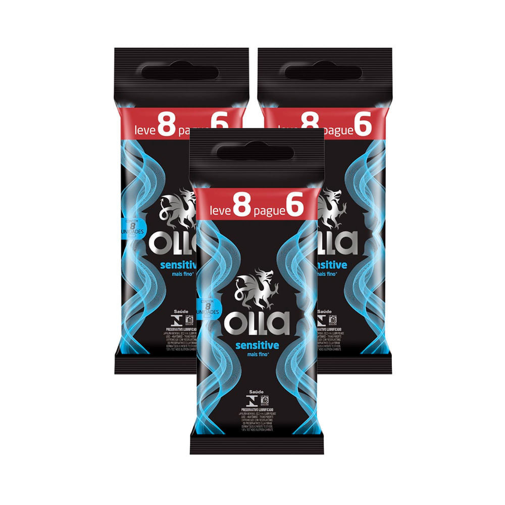 Kit 3 Preservativo Olla Sensitive Leve 8 Pague 6 em Oferta na Shopee