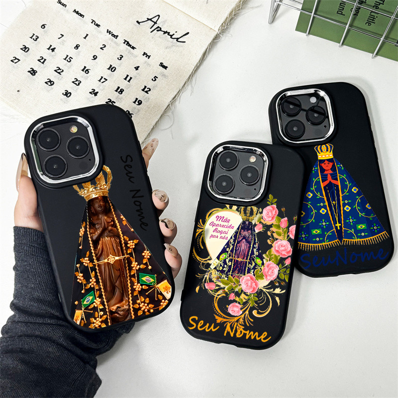 Capinha capa de Com nome personalizado Nossa Senhora Aparecida Para iphone XR XS 11 12 13 14 15 Pro MAX 16 Plus Capa