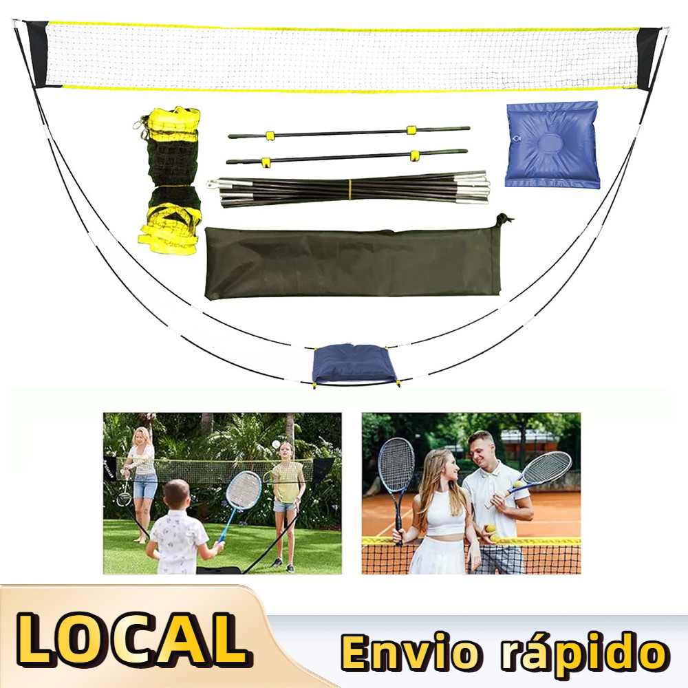 Rede Esportiva 1,6x2,9m Badminton/Vôlei - Portátil Dobrável, para Crianças e Adultos, Lazer