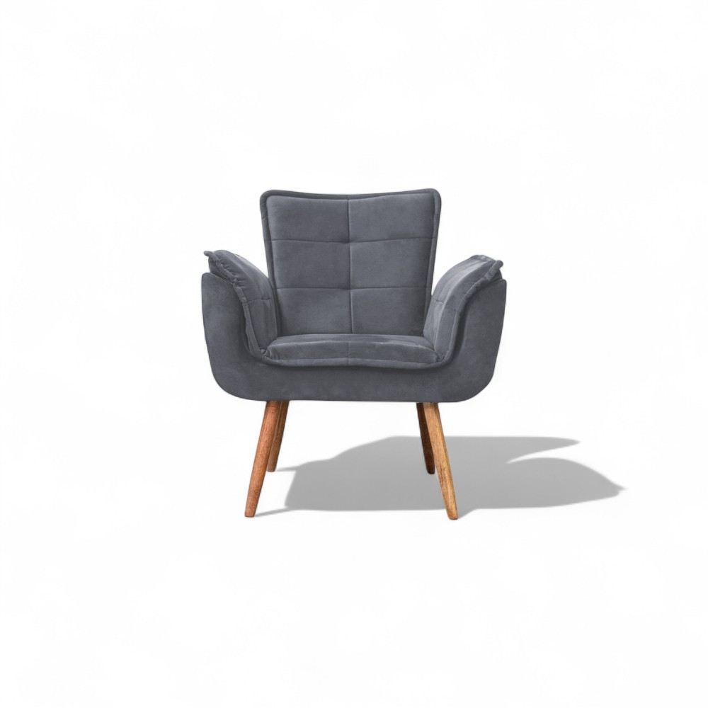 Poltrona Rafaela Veludo Grafite Conlflex em Oferta na Shopee
