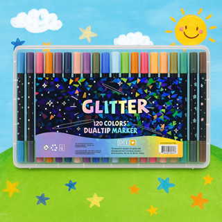Kit Marcador Metálico Glitter 60 Canetas 120 Cores Dupla Ponta Brilhante FUSHANG em Oferta na Shopee