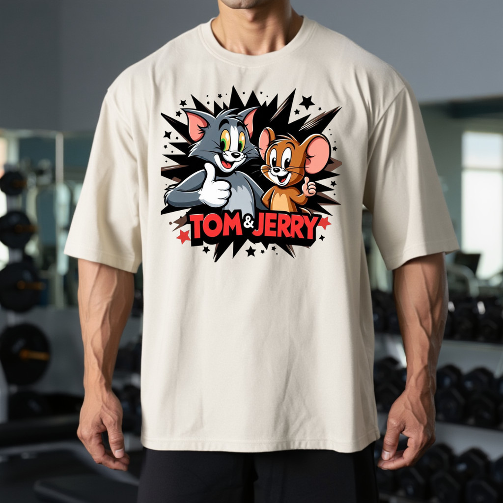 Camiseta Do Tom  E Jerry Divertida  disponivel em  Plus size Oversized Regular Classico Desenho Animado Engraçado