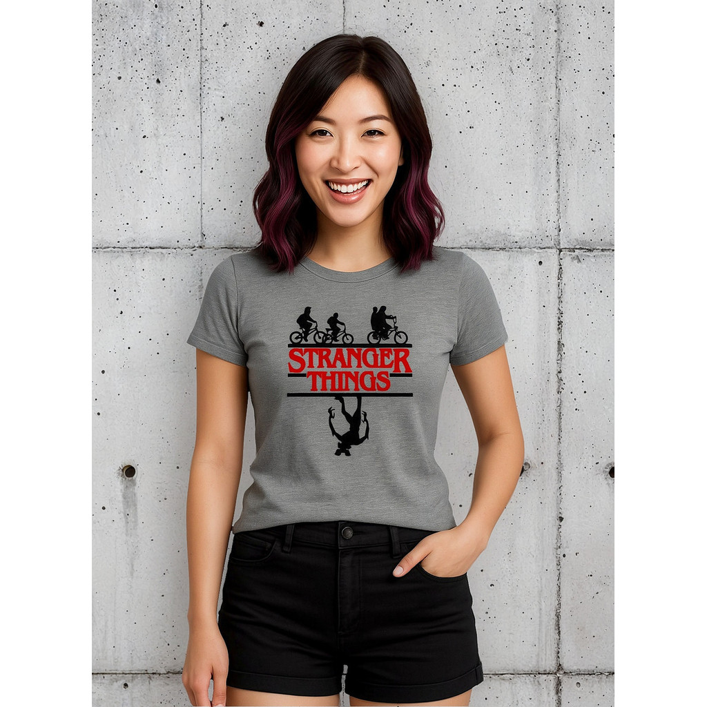 Babylook Camiseta Demogorgon Dustin Mike Stranger Things