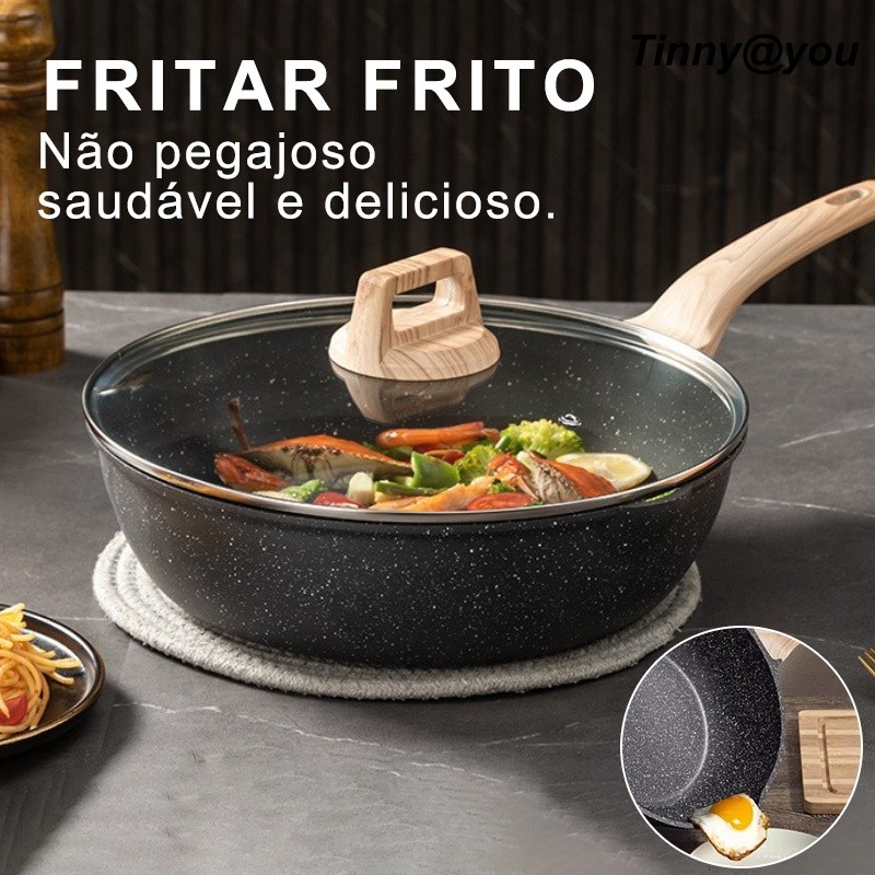 Frigideira Antiaderente Alumínio Com Revestimento Cerâmico Tampa Em Vidro Temperado Premium Funda TINNY YOU em Oferta na Shopee