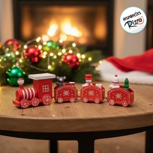 Enfeite Decorativo de Natal em Madeira - Trenzinho Vermelho - 19x4cm - 1 unidade - Rizzo em Oferta na Shopee