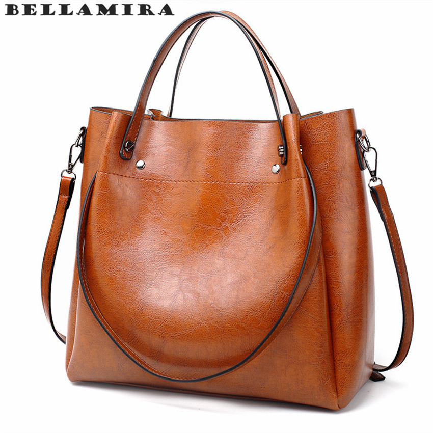Bolsa Grande Capacidade De Ombro E Transversal Feminina De Couro PU Vintage Bolsa De Ombro Retrô em Oferta na Shopee