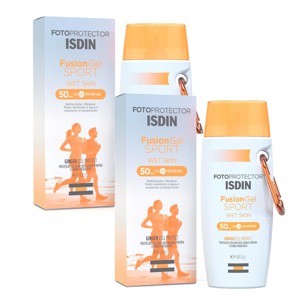 Kit 2 Protetor Solar Corporal Isdin Fusion Gel Sport Wet Skin FPS 50 89,5g