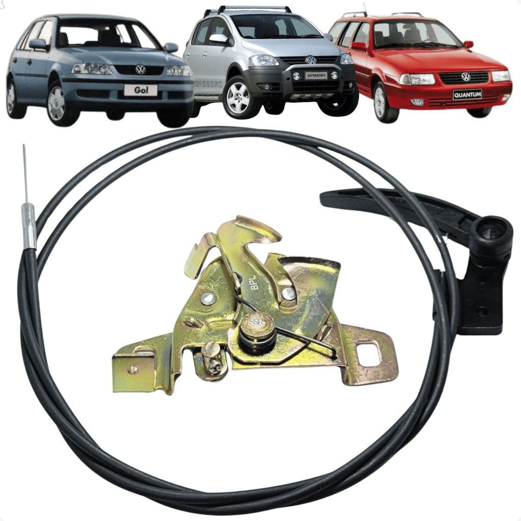Kit Fechadura + Cabo Puxador Aciona Capô Volkswagen Gol Parati Saveiro G2 G3 G4