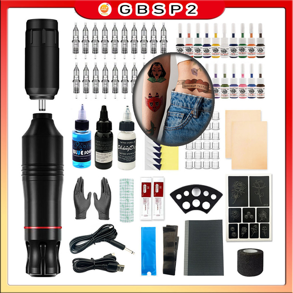 Kit Tatuagem Completo De Caneta De Tatuagem Profissional Sem Fio Profissional Poderosa em Oferta na Shopee
