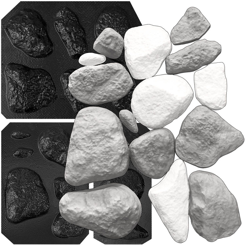 Kit 15 Formas 3D Pedra Moledo em ABS 2mm - Produção em Gesso, Cimento e Concreto