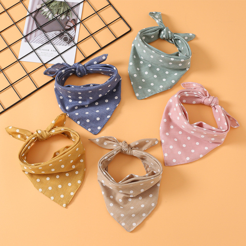 Lenço quadrado infantil com estampa de bolinhas no estilo coreano, popular entre meninos e meninas, lenço para bebês, le